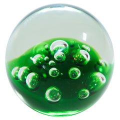 Kosta Boda Green and Clear Art Glass Collectable Paperweight
