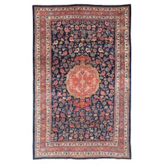 Late 19th Century Antique Persian Bidjar Rug with Central Medallion Navy Field