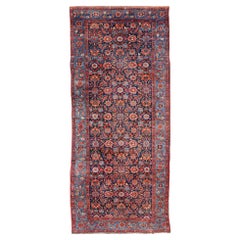 Antique Persian Fine Weave Hamadan Gallery Rug in Red, Blue, Green and Ivory