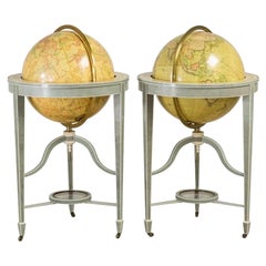 Pair of Contemporary Library Floor-Standing Globes