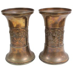 Vintage Pair of Brass/Copper Vases