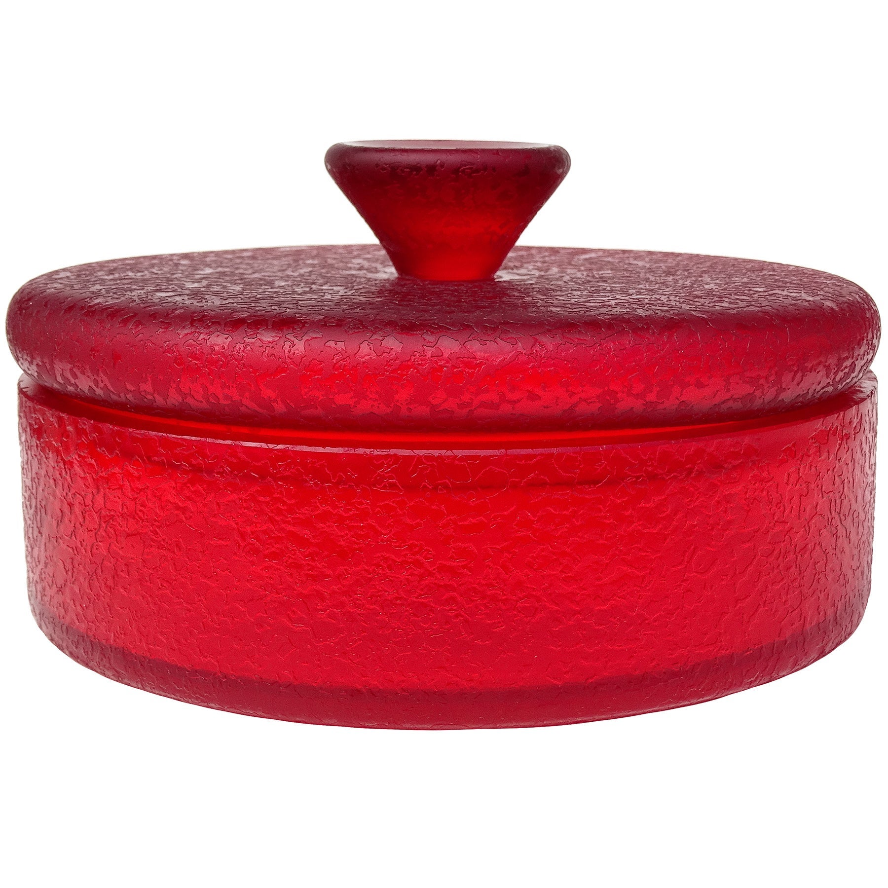 Scatola portagioie in vetro artistico italiano di Murano Red Corroso Texture