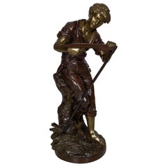 French Antique Bronze Sculpture of "Harvester" by Mathurin Moreau