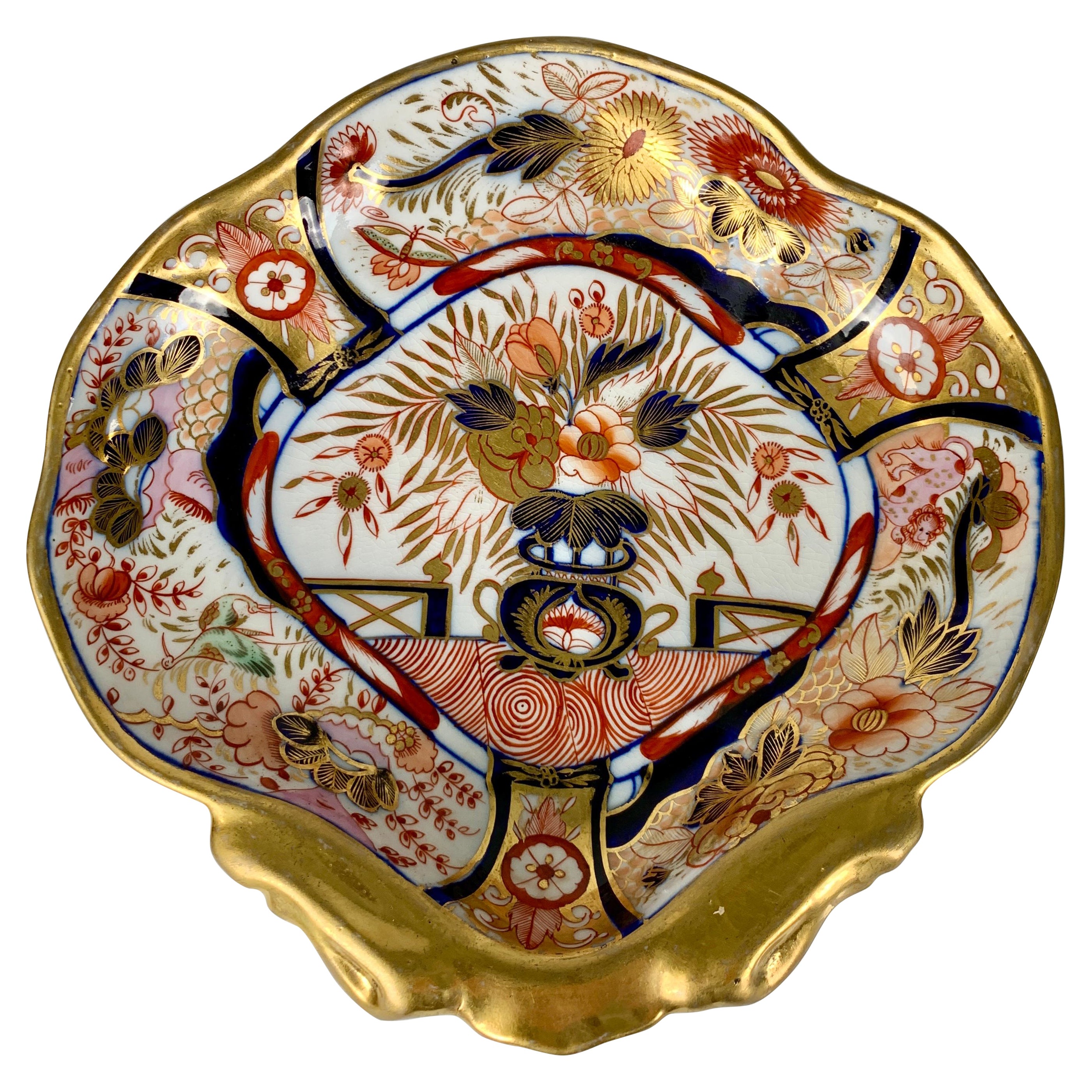 English Antique Spode Porcelain Vase With Hand Painted Imari Style