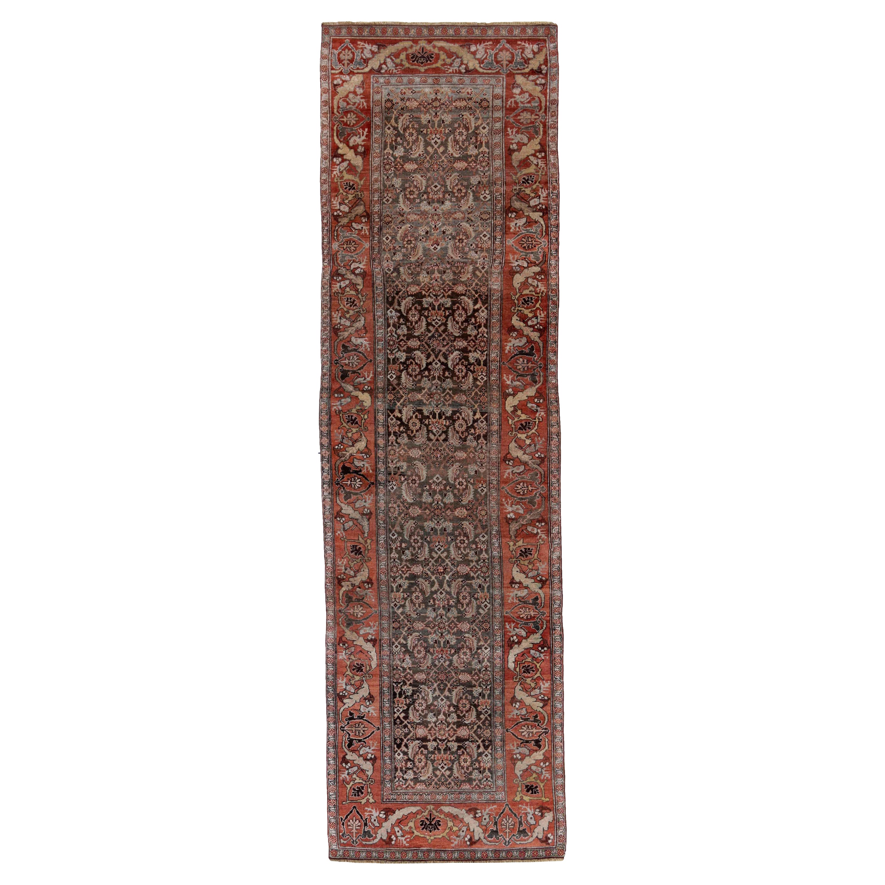 Antique Persian Runner Rug Bijar Design For Sale