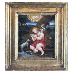 16th Century Italian Old Master Painting Saint John the Baptist with a Lamb