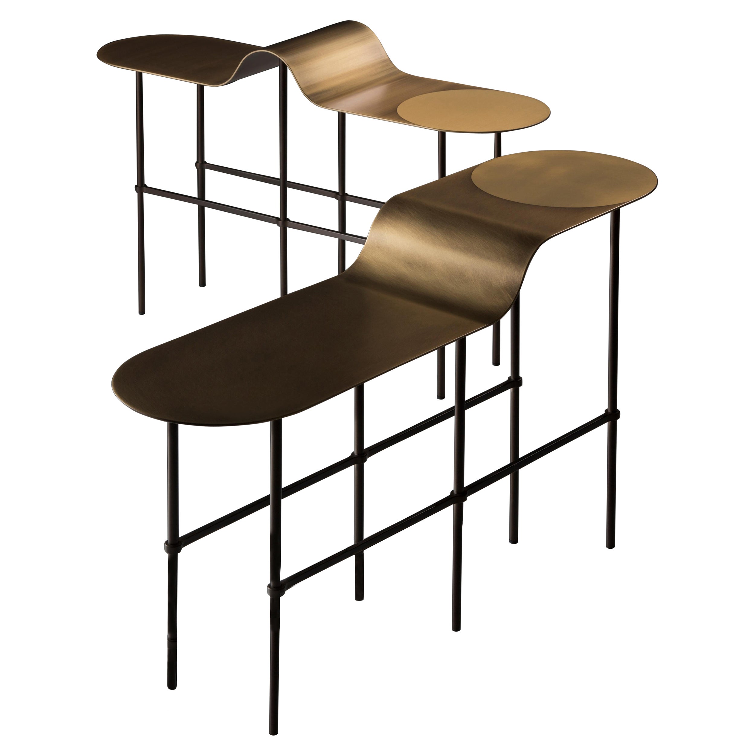 Table basse DeCastelli Scribble Accent avec plateau en laiton de Francesca Lanzavecchia