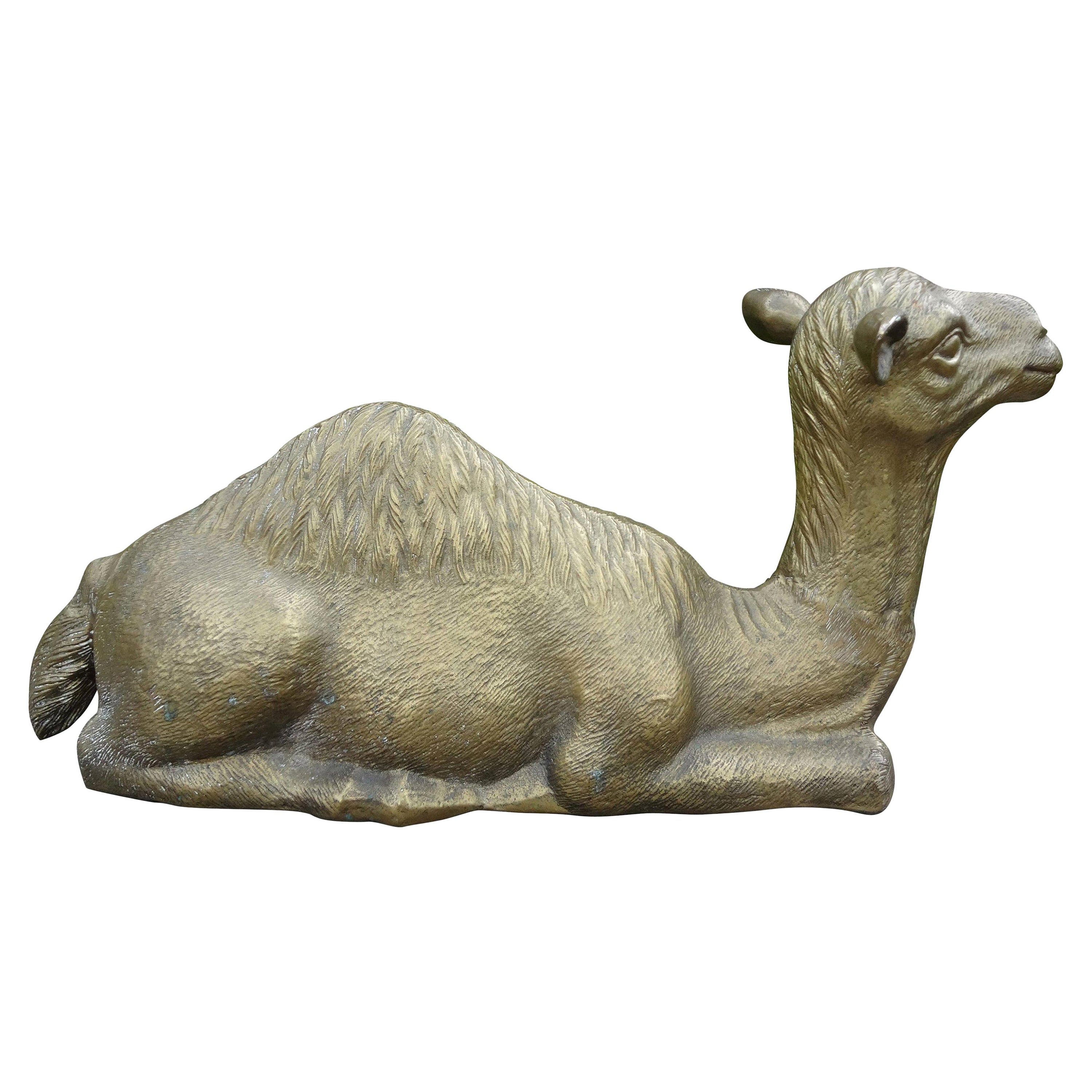 Hollywood Regency Brass Camel Statue For Sale