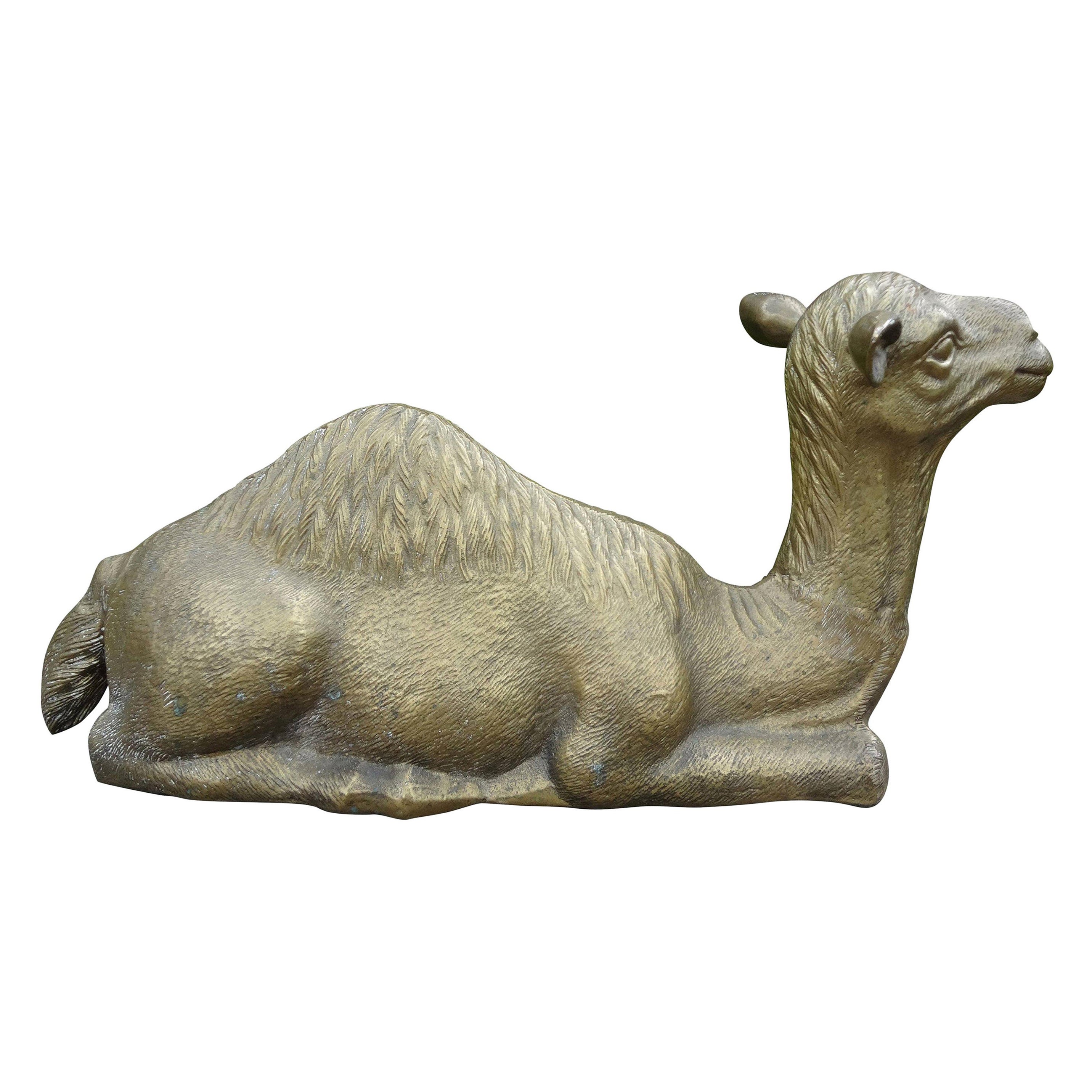Hollywood Regency Brass Camel Statue