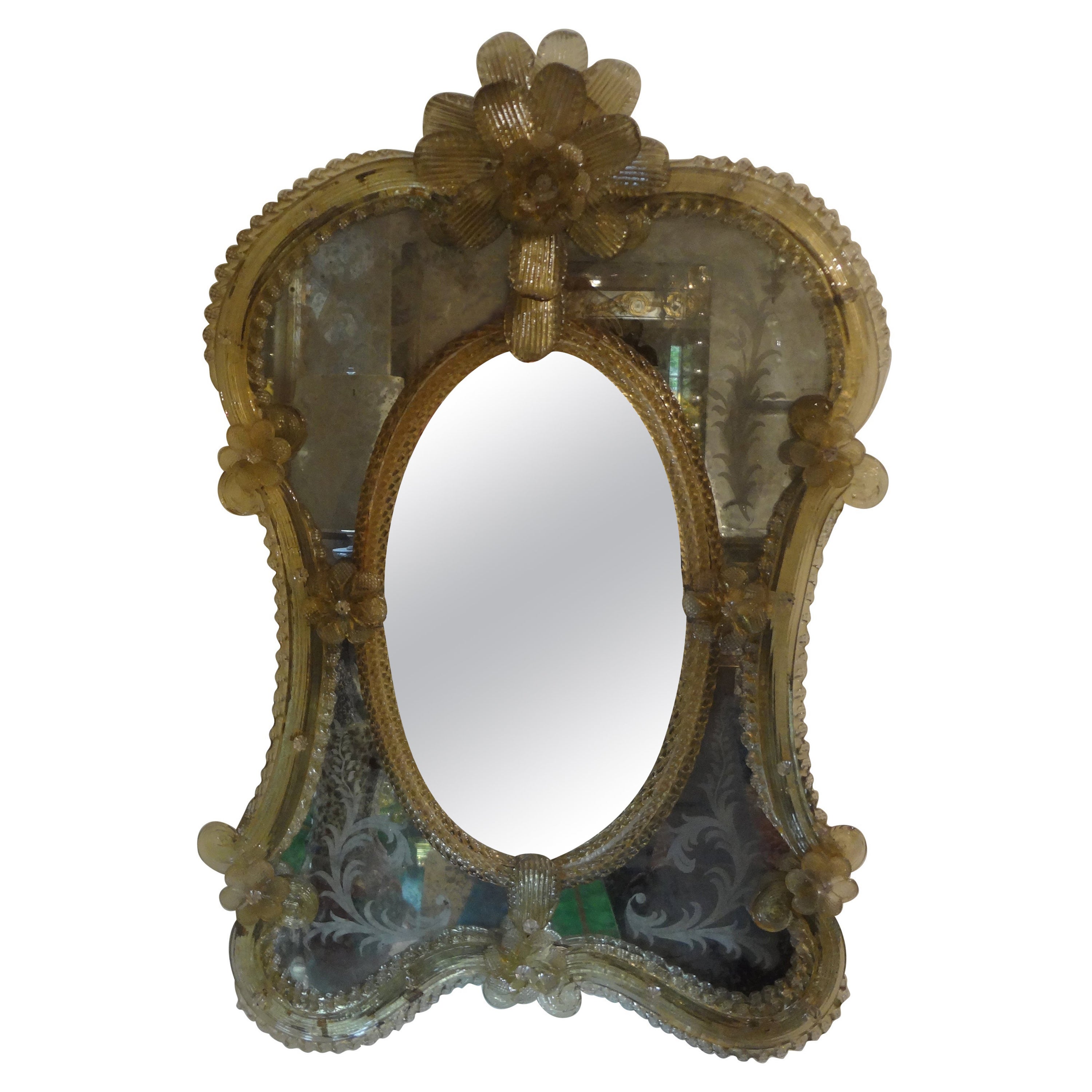 Antique Etched Venetian Mirror
