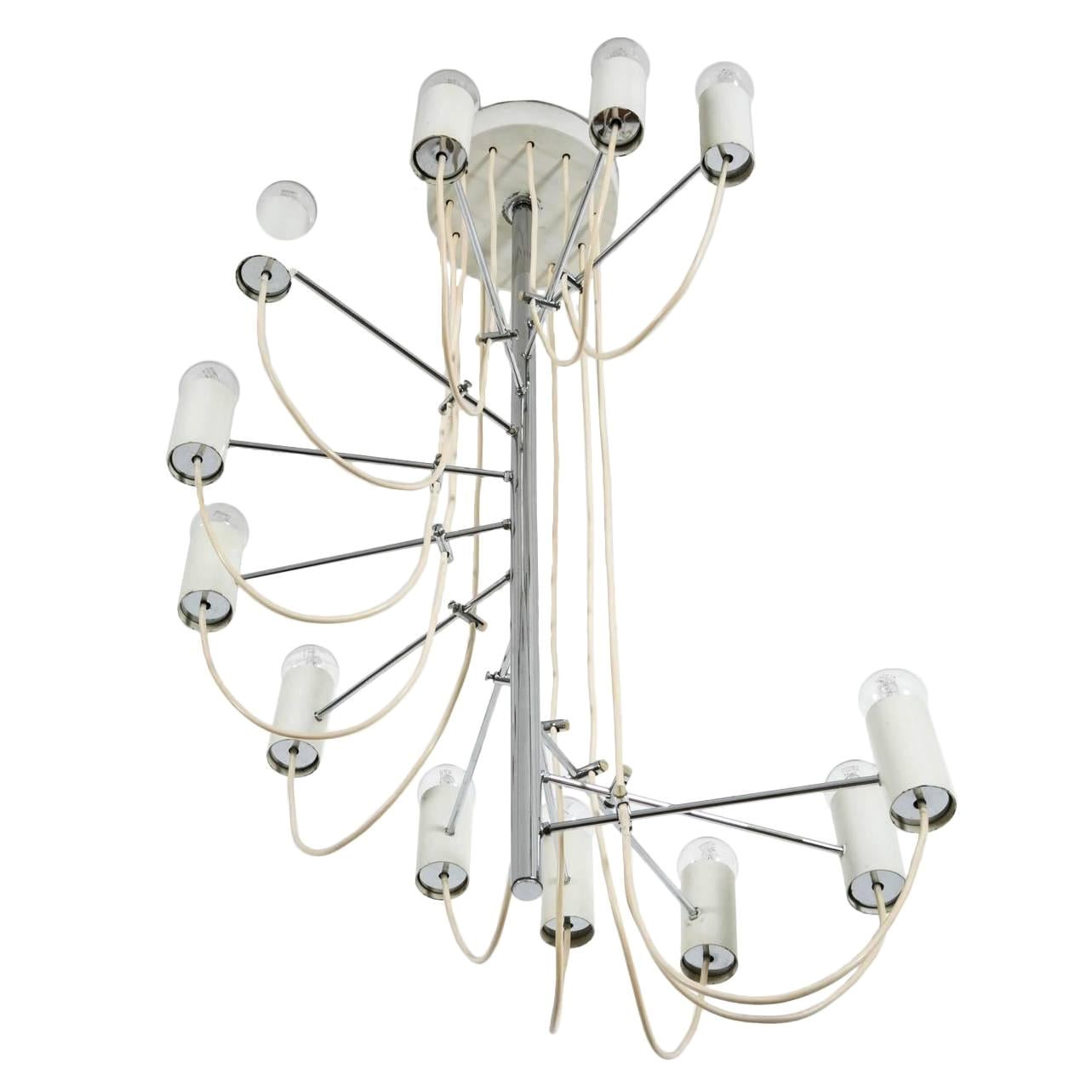 French Mid-Century Minimalist 'A16' Chandelier by Alain Richard for Disderot For Sale