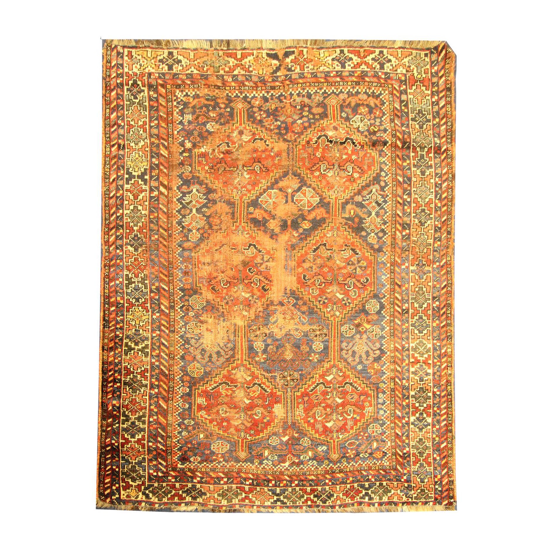 Handmade Antique Oriental Caucasian Rug, Small Traditional Wool Carpet For Sale
