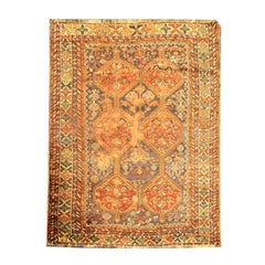 Tapis caucasien oriental ancien fait à la main, petit tapis traditionnel en laine