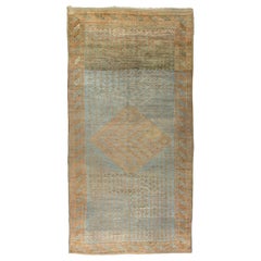 Zabihi Collection Powder Blue Tribal Persian Kurd Corridor Rug
