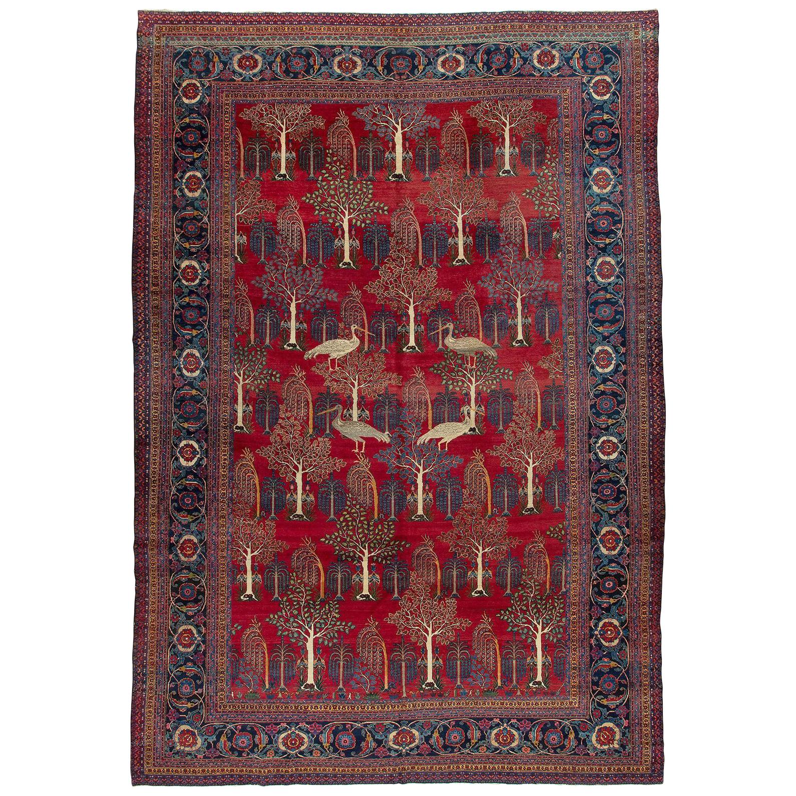 Zabihi Collection Persische Tier Crane Tabriz Weidenteppich