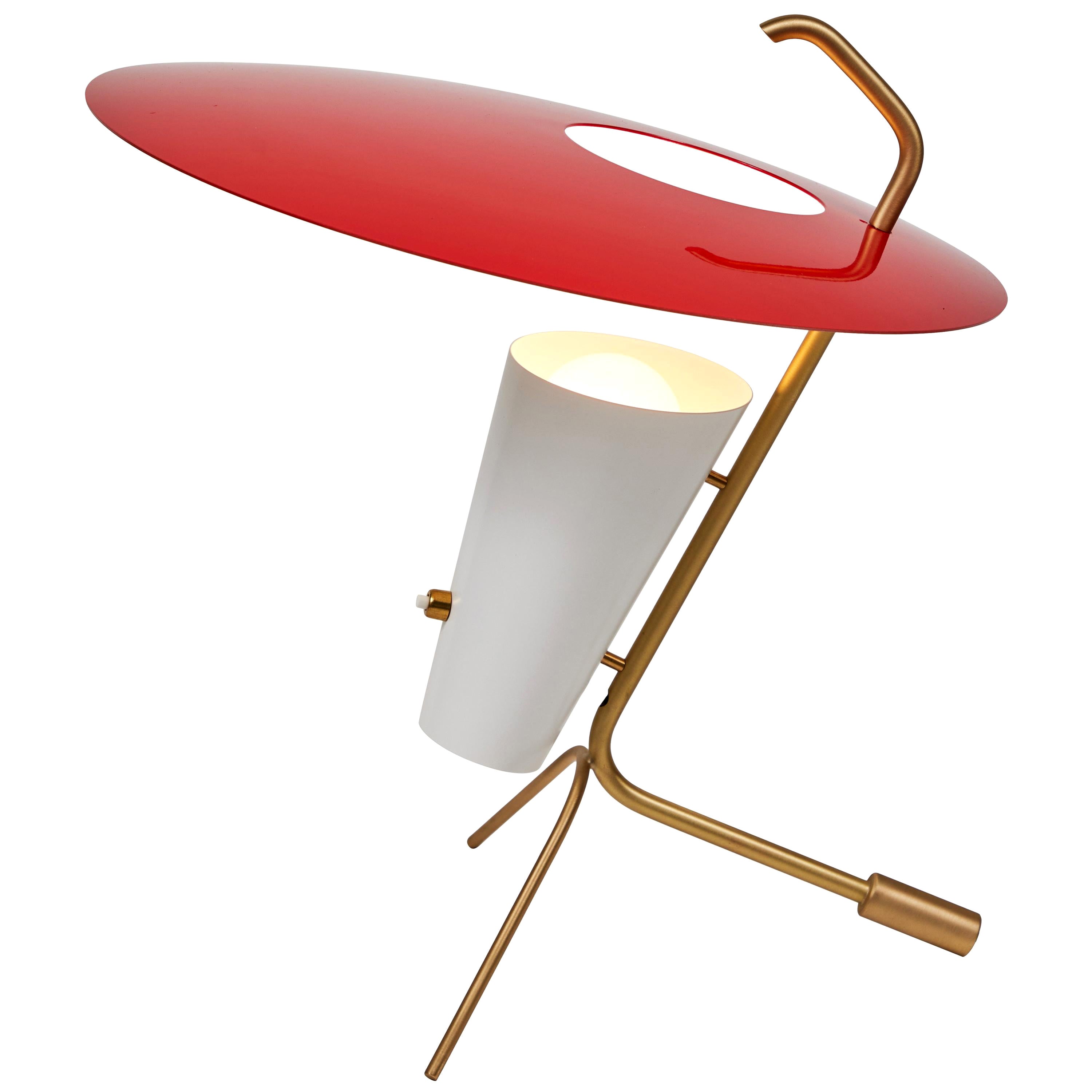 Lampe de bureau G24 rouge et blanche Pierre Guariche pour Sammode Studio