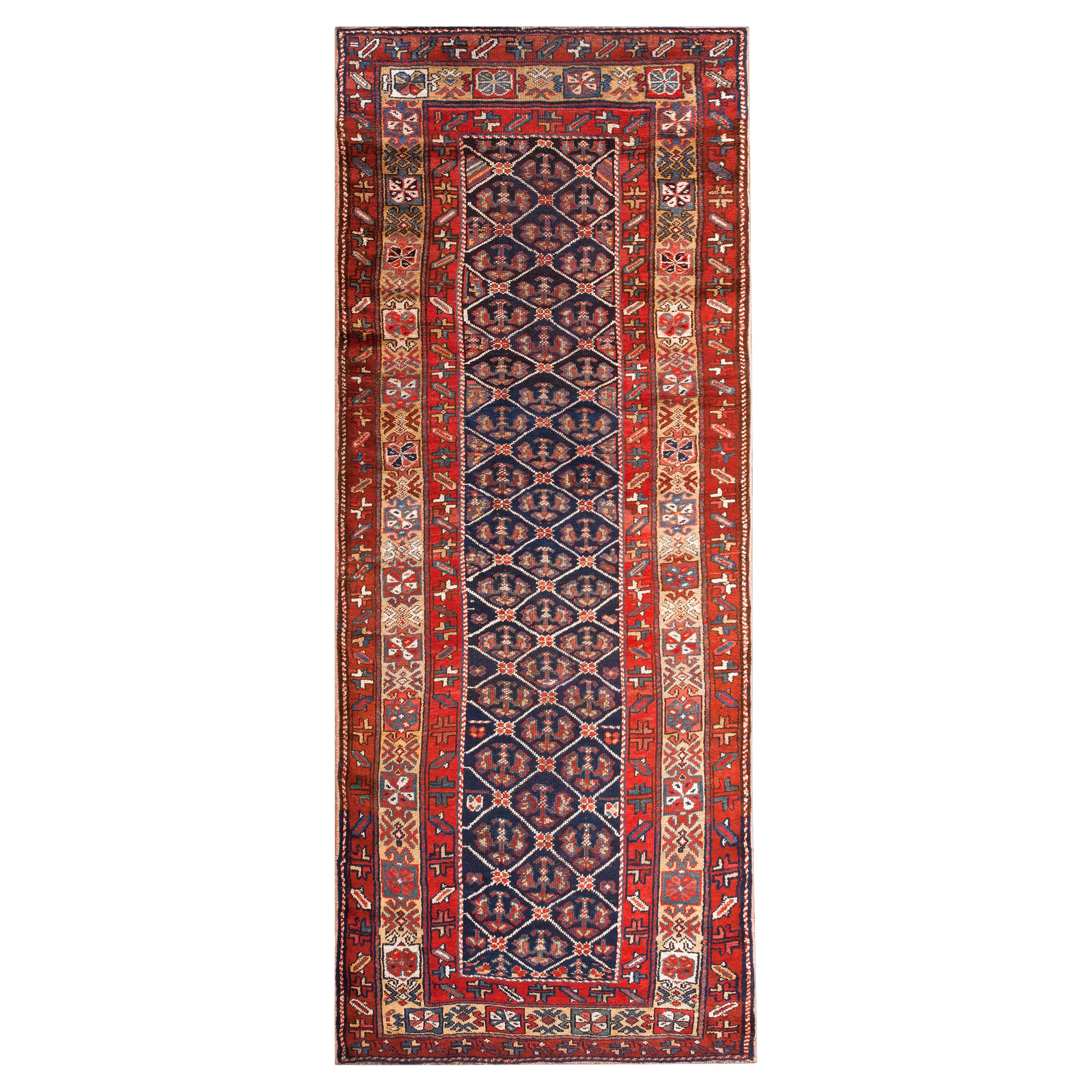 Antique Persian Kurdish Rug 3' 11" x 9' 7"  For Sale