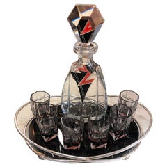 Art Deco Decanter, Six Glasses and Tray by Karl Palda