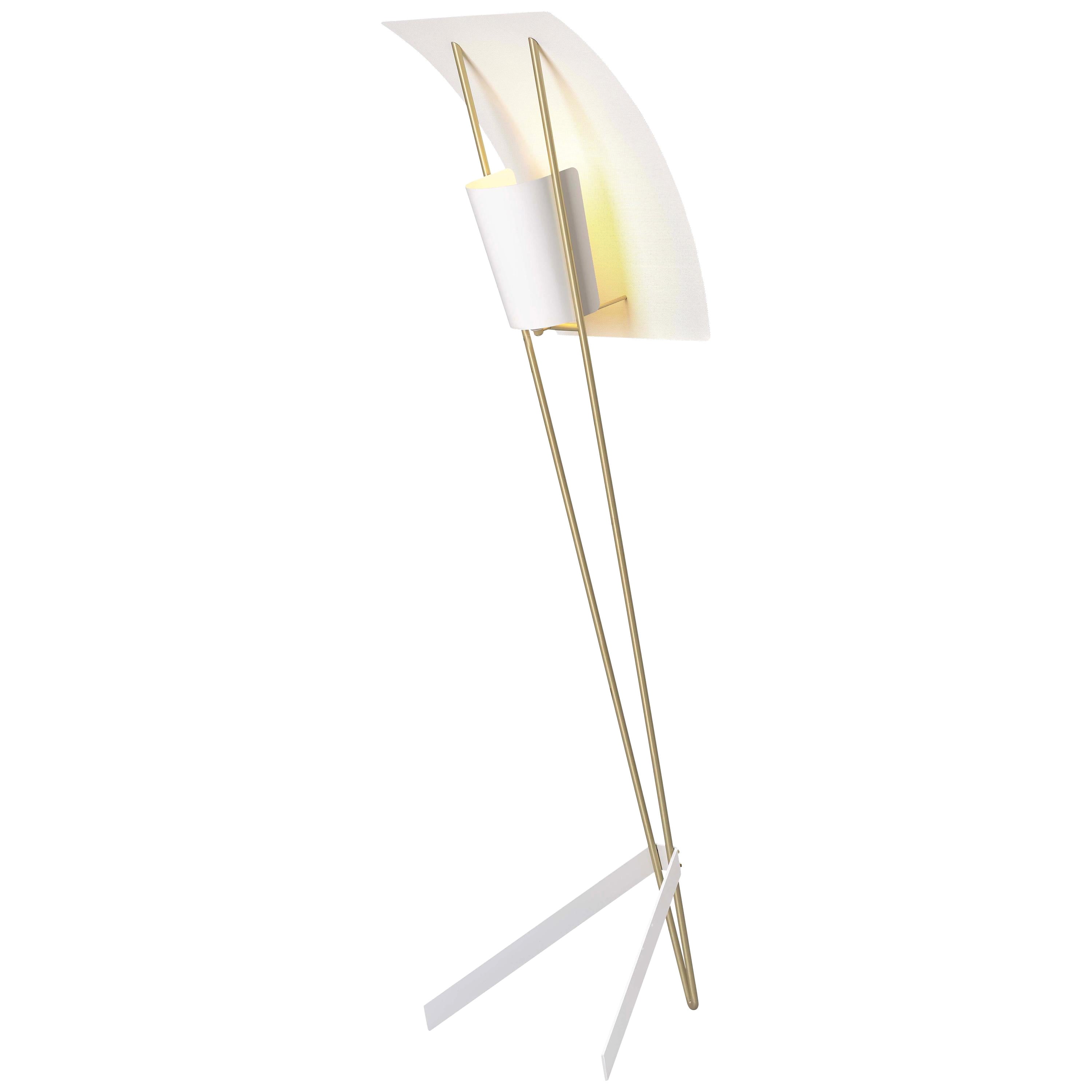Pierre Guariche, Stehlampe aus weißem Kite, für Sammode Studio im Angebot