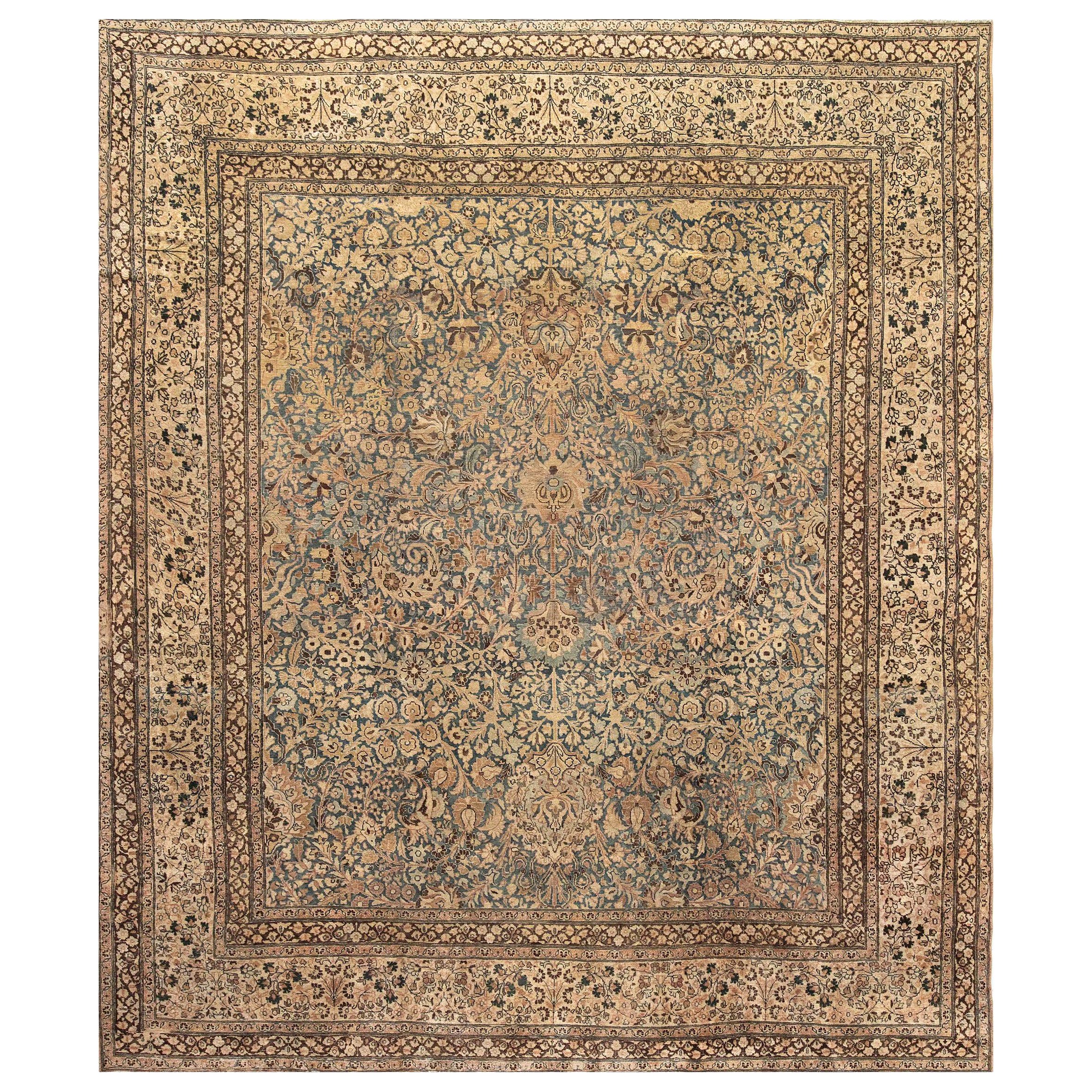 Antique Persian Meshad Handmade Wool Rug For Sale