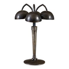 Rare 1930s Hammered Metal Table Lamp by Andre Arbus and Raymond Subes