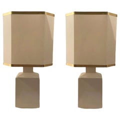 1970s Space Age Pair of Table Lamps in Caramic, Made in Italy