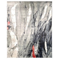 Tapis 21st Century Carpet Rug the Cloud en laine et soie de l'Himalaya Gris, noir, rouge