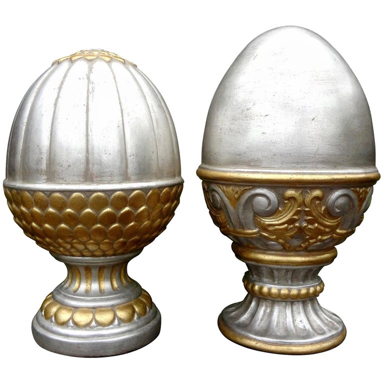 Sold at Auction: COLLECTION GILT WOOD FINIALS AND BOOKENDS. TALL LARGE D