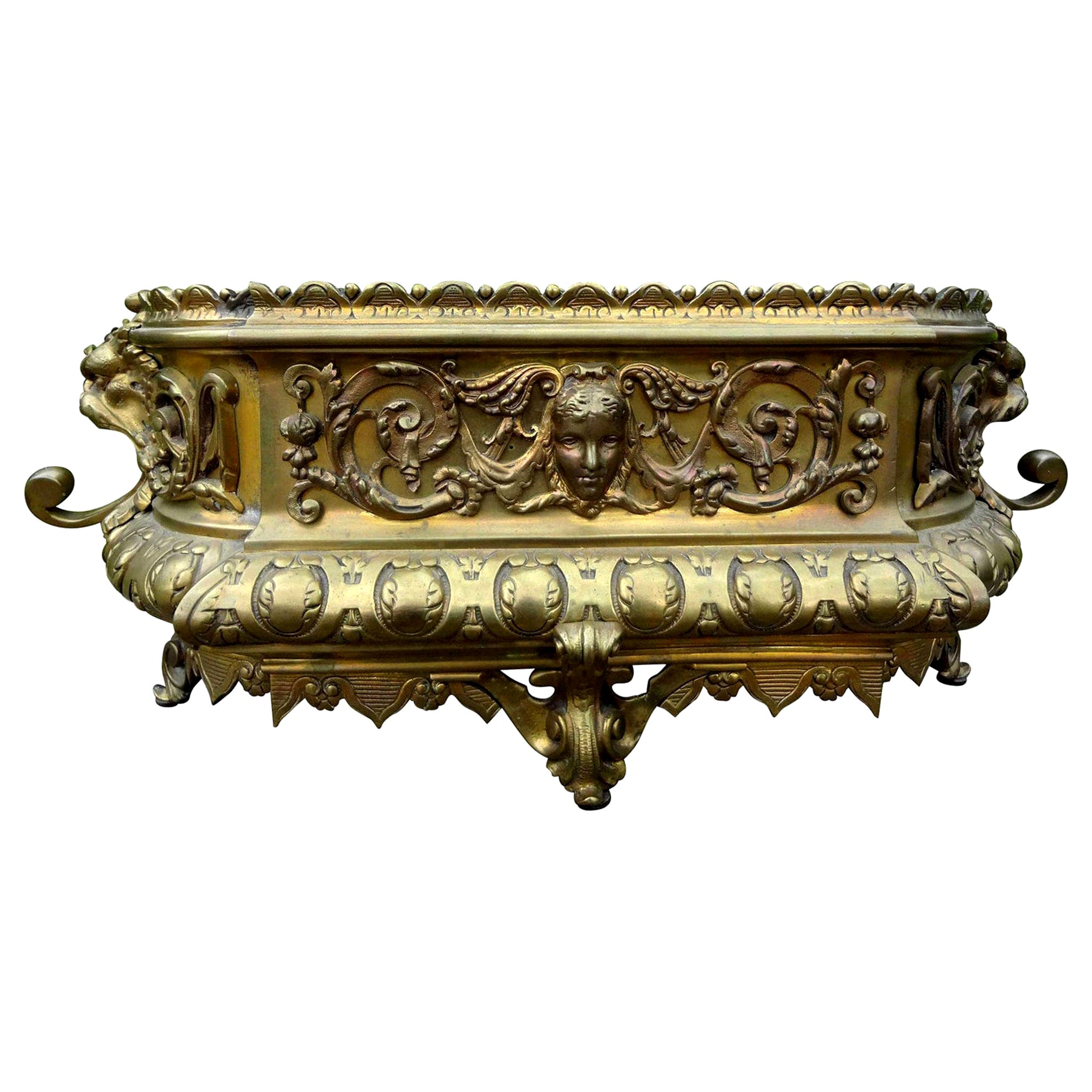 19th Century  French Brass Jardinière or Planter For Sale