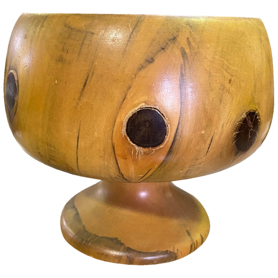 Bill Haskell Signed Carved Wood Turned Olive Wood Vase For Sale at 1stDibs