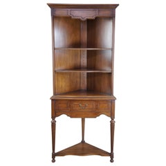 1967 Vintage Drexel Heritage Walnut Corner Cabinet Traditional Cupboard