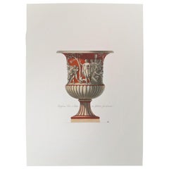  Italian Contemporary Hand Press and Colored Print Representing Antique Vase