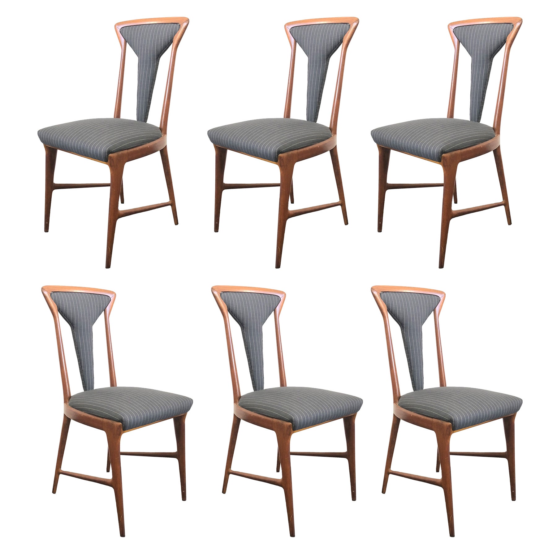 Set of 6, 1950's Carlo De Carli Upholstered Dining Chairs