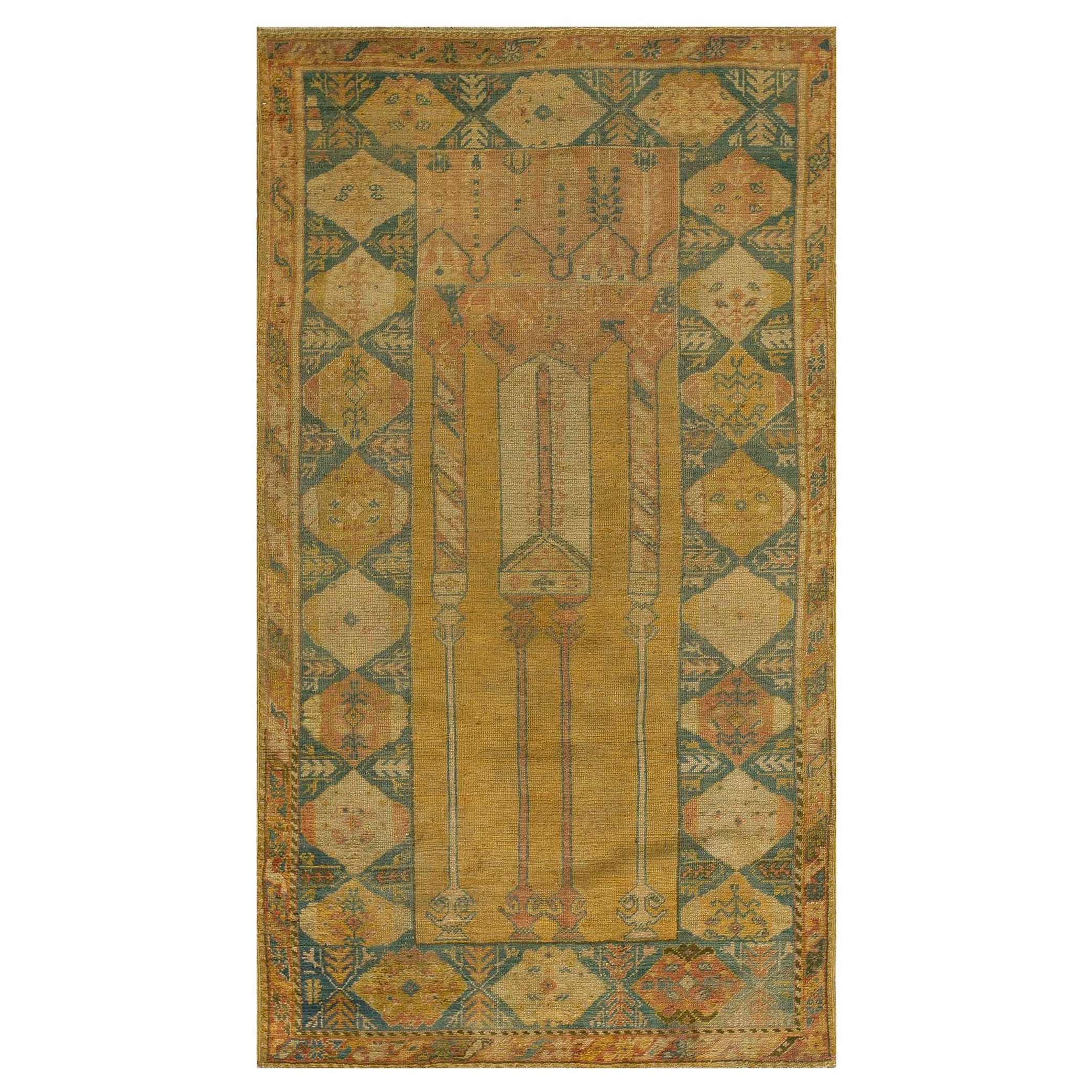 Antique Turkish Kula Prayer Rug  (3' 3" x 6' - 98 x 183 cm )