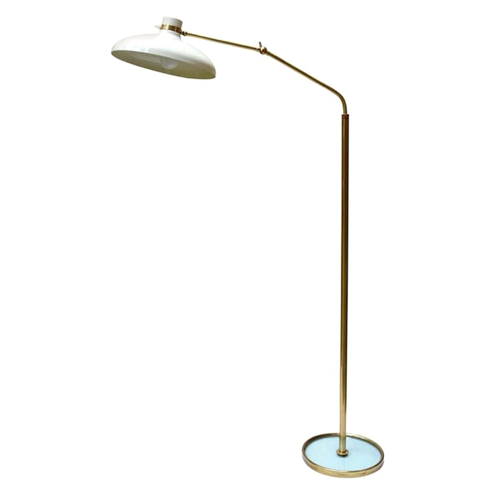 Floor Lamp Italian Design by Gio Ponti for Fontana Arte Cream Shade on Brass 60s For Sale