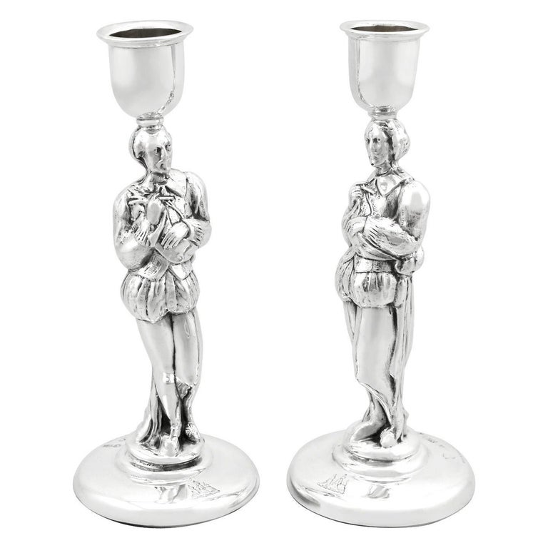 Victorian English Sterling Silver Candlesticks For Sale