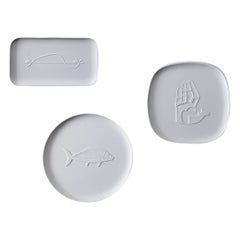 Set of Three Le Corbusier Unglazed Porcelain Tray by Cassina