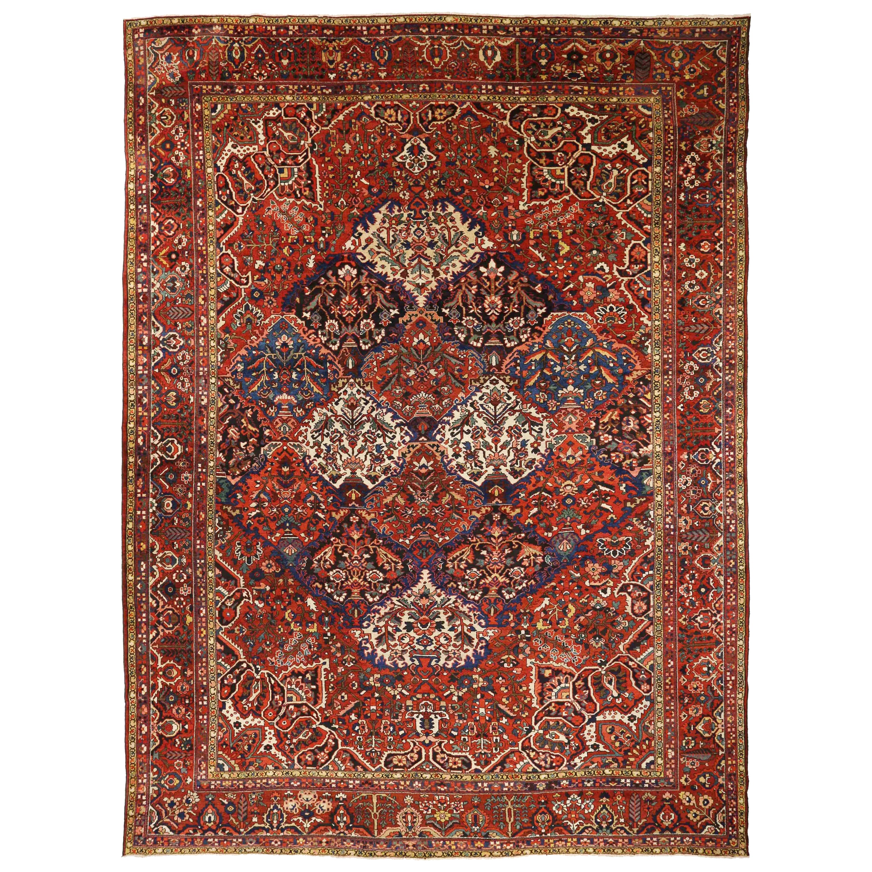 Antique Persian Area Rug Bakhtiar Design For Sale