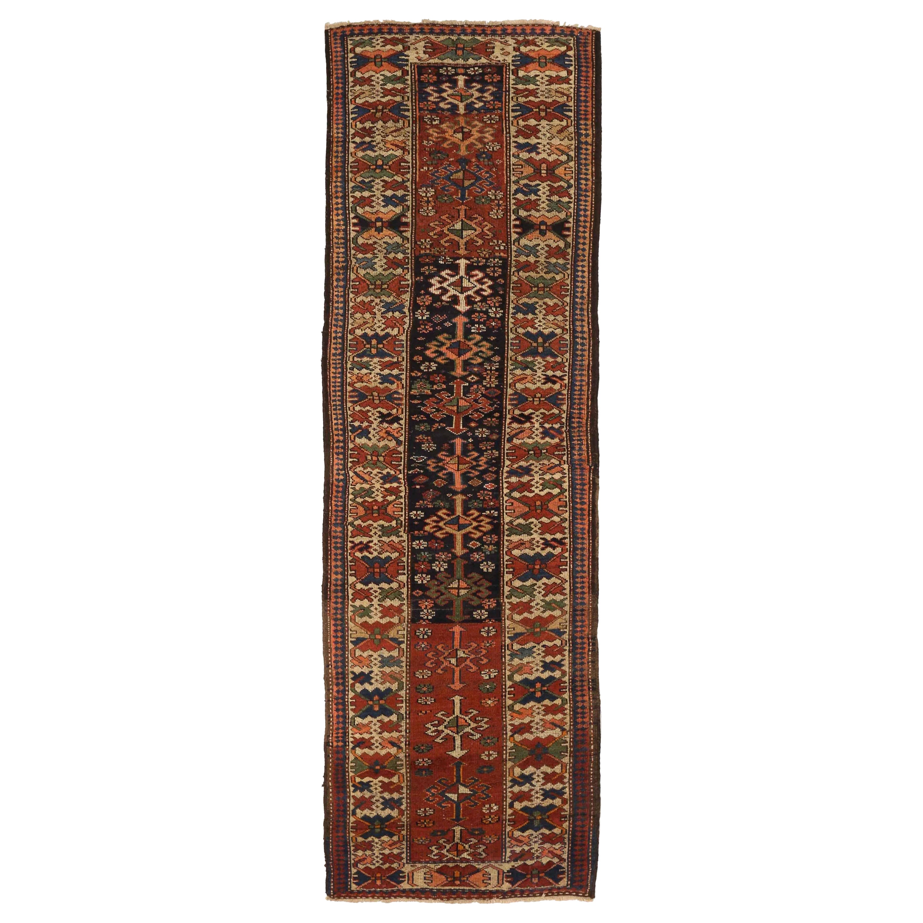 Tapis de couloir persan ancien à motif kurde