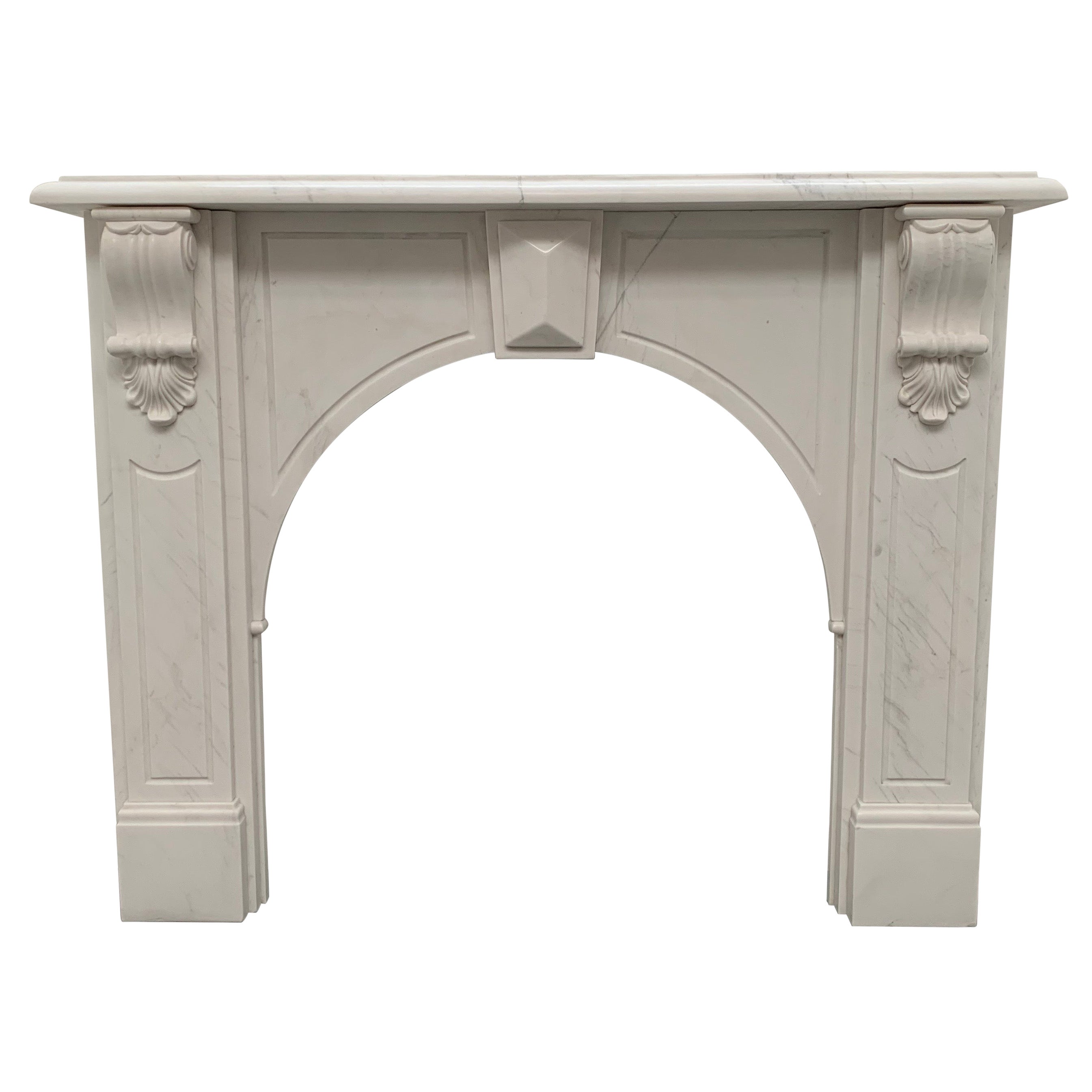 20th Century Victorian Corbel Marble Fireplace 
