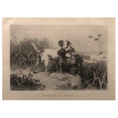 20th Century French Hunting Theme Engraving on Paper