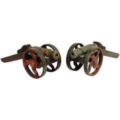Pair of Vintage Miniature Cast Iron Canons