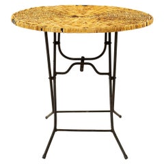 Mid Century Rattan Top Folding Side End Table