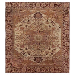 Tapis d'Amritsar ancien beige avec médaillon vert et rose, de Rug & Kilim