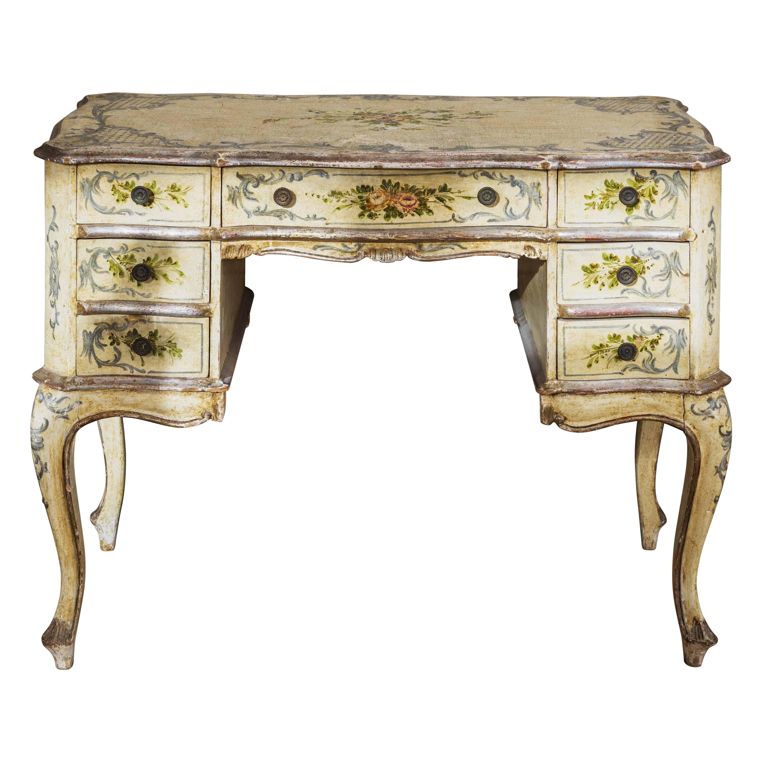 Early 20th Century Louis XV Style Italian Writing Desk or Dressing Table For Sale