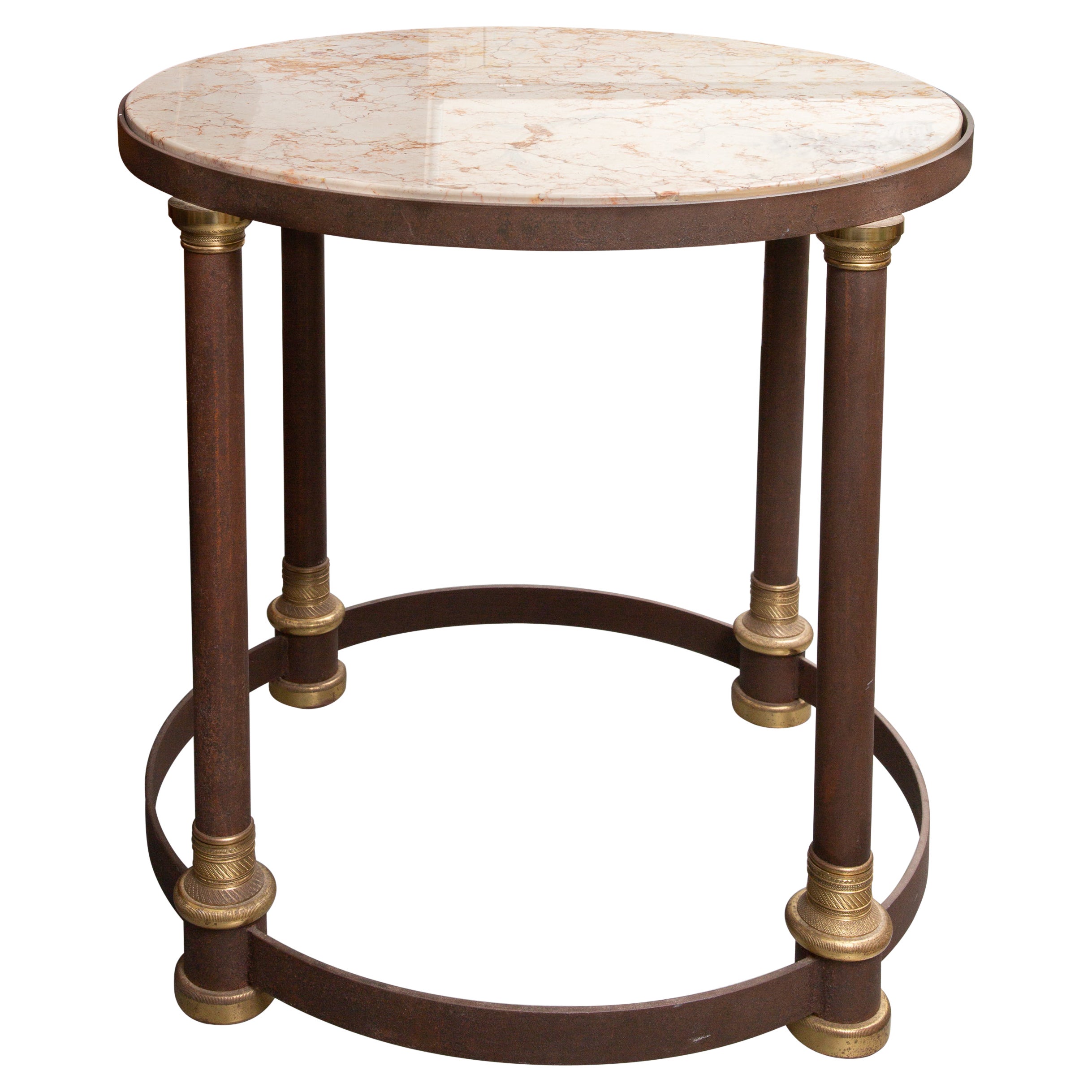 Empire Style Iron Side Table with Marble Top