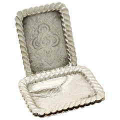 Antique Victorian Set of Four Sterling Silver Playing Card Trays