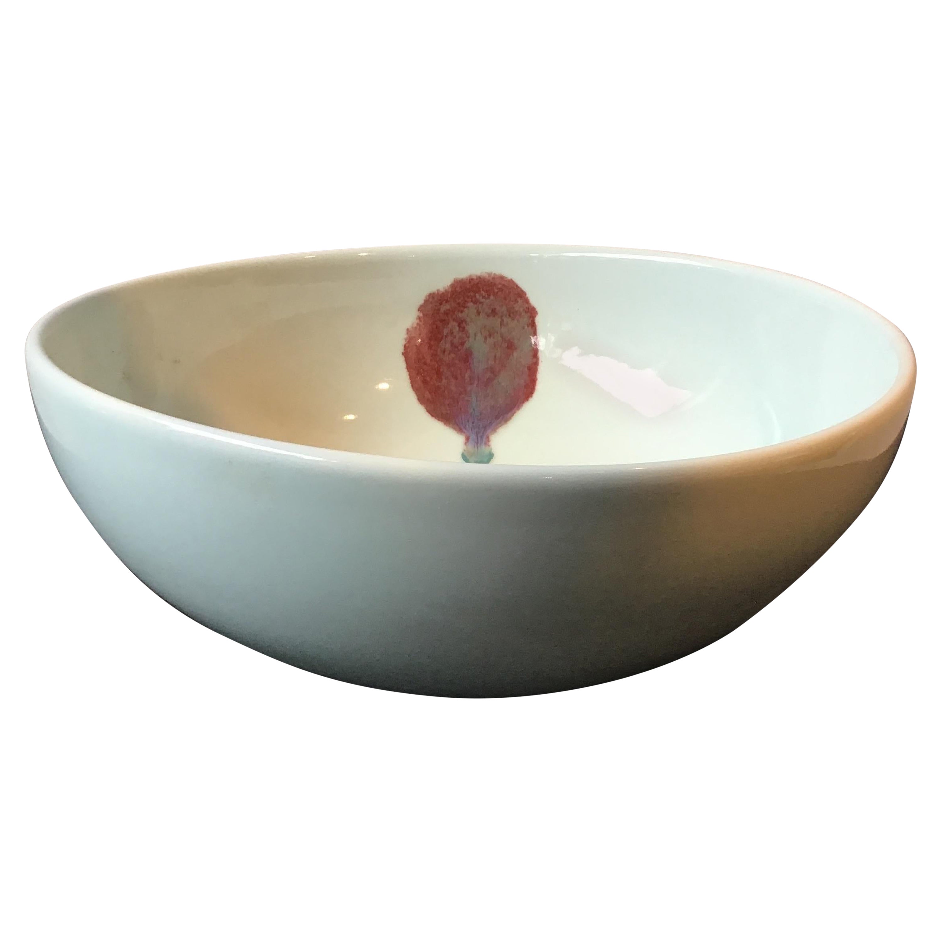Spin Ceramics Bowl with Red Spot For Sale