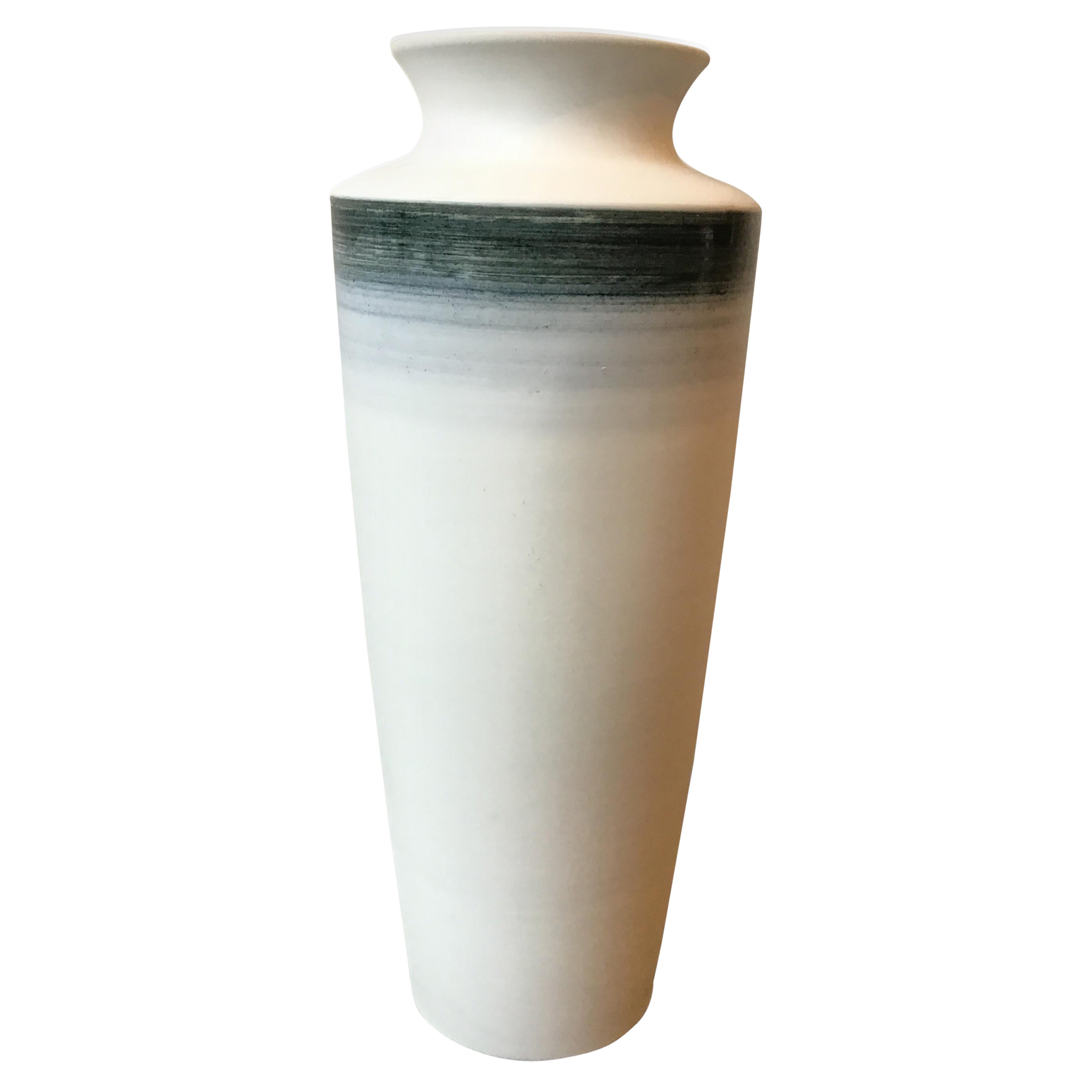 Spin Ceramics Blue and White Stripe Vase For Sale