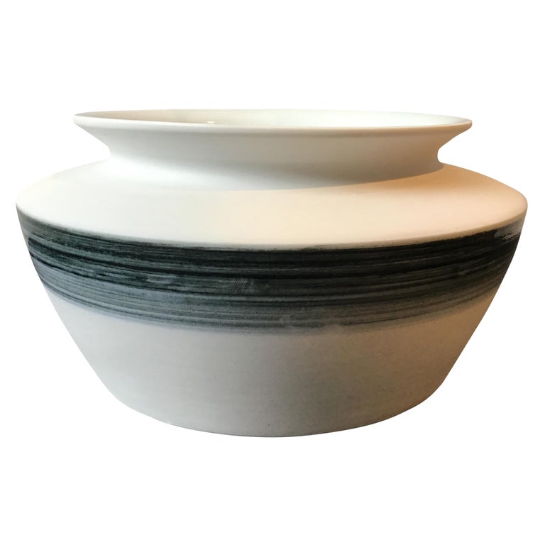 Spin Ceramics Blue Stripe Vase For Sale at 1stDibs